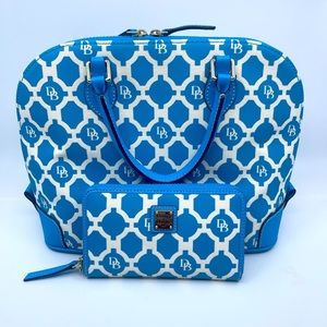 🏝️Rare HTF Dooney & Bourke Turquoise Zip zip satchel bag & wallet set!🏝️